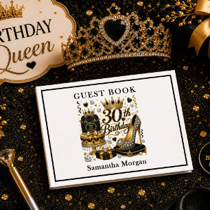 Livre d'or élégant Luxe Paillettes Noir Et Or