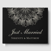 Livre D'or Elegant Mandala Indian Boho Chic Black Wedding (Recto)