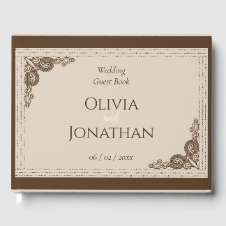 Livre D'or Élégant Mariage beige beige orné