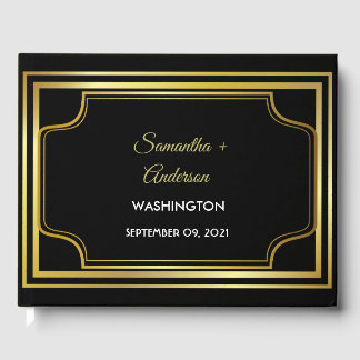 Livre D'or Élégant Mariage Black Gold