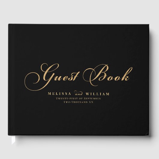 Livre D'or Élégant Mariage Black Gold (Recto)
