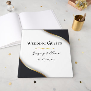 Livre D'or Élégant Mariage Black White Gold