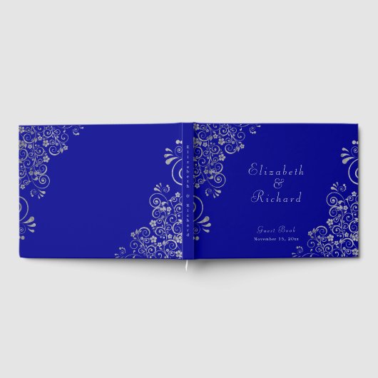 Livre D'or Élégant mariage bleu argent gris flèches Script (Complet)