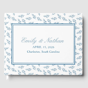 Livre D'or Elégant mariage bleu Motif de jardin personnalisé