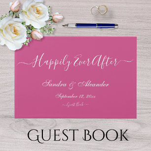 Livre D'or Elégant Mariage d'aquarelle rose framboise moderne