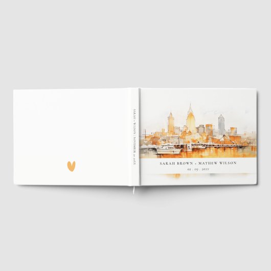 Livre D'or Élégant Mariage d'aquarelle Skyline de Nashville C (Complet)
