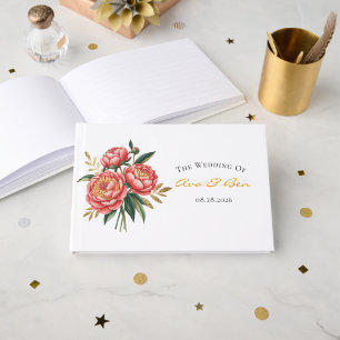 Livre D'or Elégant Mariage de bouquet de Peony Orange