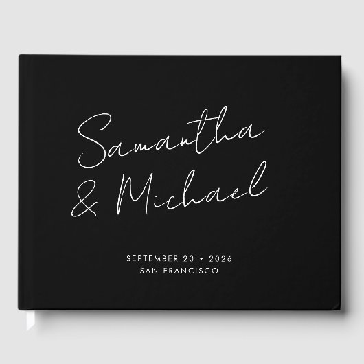 Livre D'or Élégant Mariage de calligraphie noir blanc (Recto)