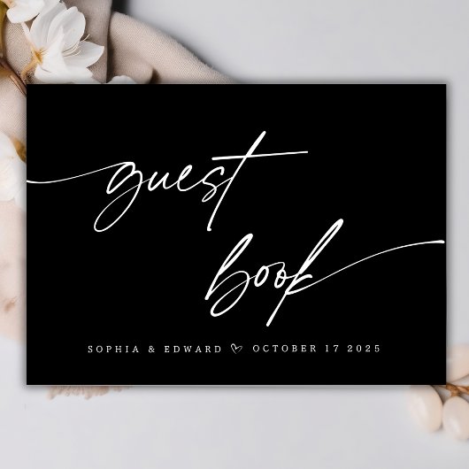 Livre D'or Élégant Mariage de calligraphie noir et blanc