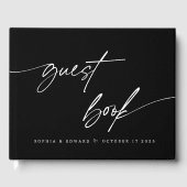 Livre D'or Élégant Mariage de calligraphie noir et blanc (Recto)