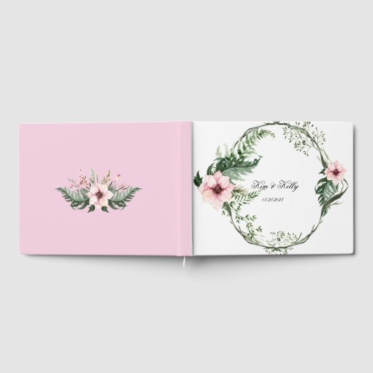 Livre D'or Élégant Mariage de pivoine rose et de fougère vert (Complet)