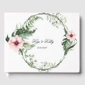 Livre D'or Élégant Mariage de pivoine rose et de fougère vert (Recto)