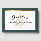 Livre D'or Élégant Mariage de vacances Emerald Gold Winter (Recto)