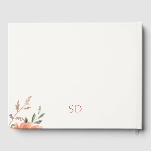 Livre D'or Élégant Mariage d'initiaux en deux aquarelles flor (Verso)