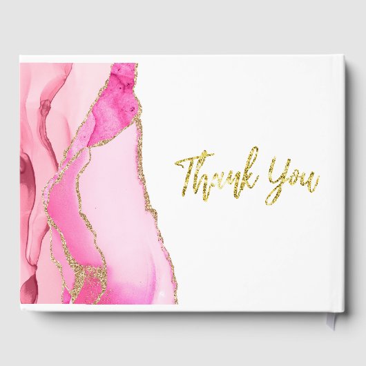 Livre D'or Élégant Mariage en pierre rose et or (Verso)