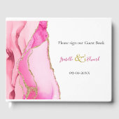 Livre D'or Élégant Mariage en pierre rose et or (Recto)