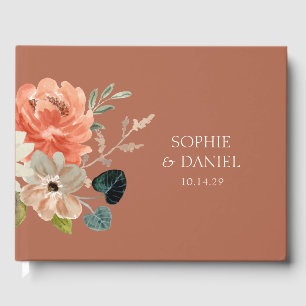Livre D'or Elégant Mariage en terre cuite Florale