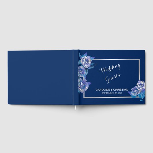 Livre D'or Elégant Mariage floral bleu argent (Complet)