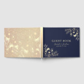 Livre D'or Elégant Mariage floral bleu marine (Complet)