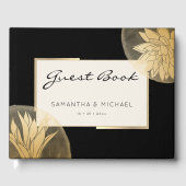 Livre D'or Élégant Mariage Floral d'or noir (Recto)