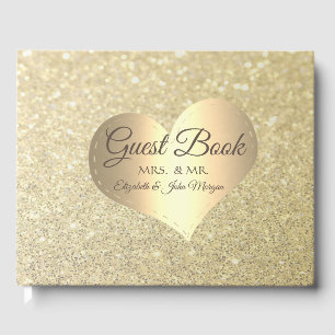 Livre D'or Elégant mariage Gold Heart Parties scintillant Bok