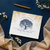 Livre D'or Élégant Mariage moderne Willow Tree Marine Blue Go