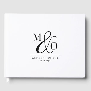 Livre D'or Élégant Mariage Monogramme moderne blanc