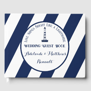 Livre D'or Élégant Mariage Nautique trié - Bleu Marine, Blanc