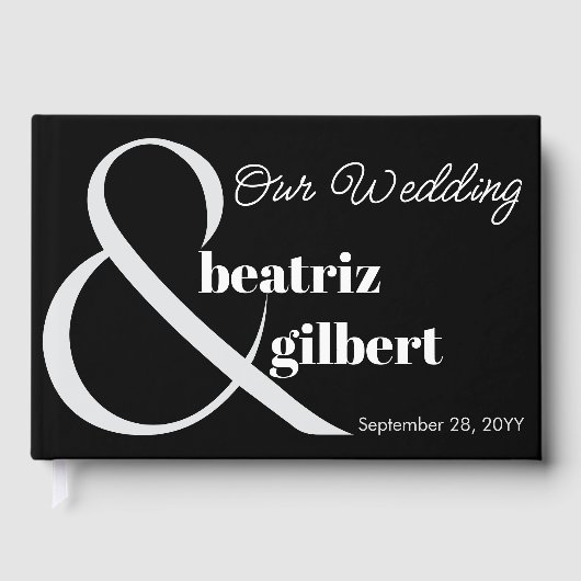 Livre D'or Élégant Mariage noir et blanc (Recto)