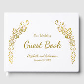 Livre D'or Élégant Mariage photo White and Gold Flourish (Recto)