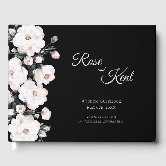 Livre D'or Élégant Mariage Rose noir blanc (Recto)