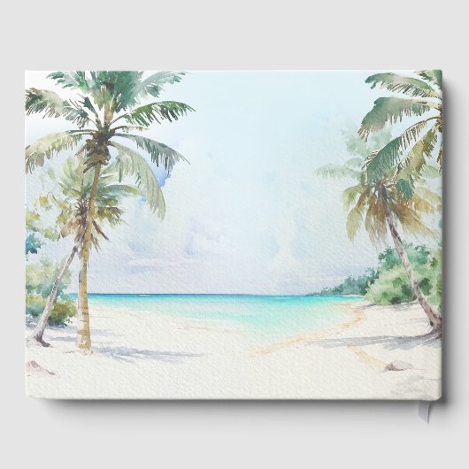 Livre D'or Elégant Mariage Tropical Beach Palm Trees (Verso)