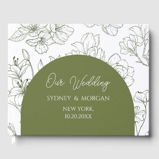 Livre D'or Élégant Mariage végétal floral Sage vert (Recto)