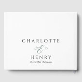 Livre D'or Élégant Mariage vert & blanc moderne (Verso)