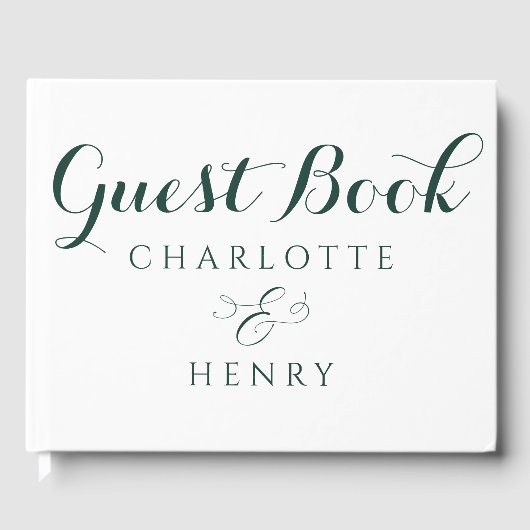 Livre D'or Élégant Mariage vert & blanc moderne (Recto)