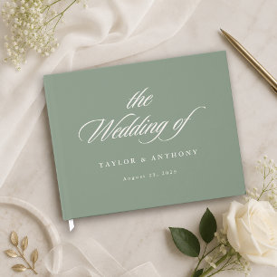 Livre D'or Élégant Mariage Vert Sauge Calligraphie Script