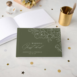 Livre D'or Élégant mariage vert sauge floral dessiné à la mai