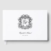 Livre D'or Élégant Mariage Vintage Monogram Crest (Recto)