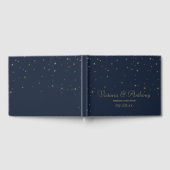 Livre D'or Elégant Marine & Gold Falling Stars Mariage (Complet)