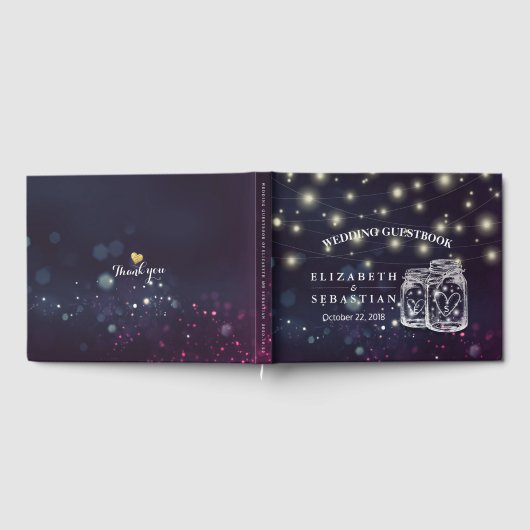 Livre D'or Elégant Mason Jar String Lights Mariage Guestbook (Complet)