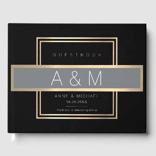 Livre D'or élégant message d'invité noir (Recto)
