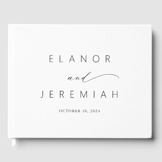 Livre D'or Élégant minimal noir blanc Mariage de calligraphie (Recto)