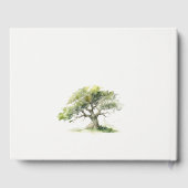 Livre D'or Elégant minimal vert aquarelle Mariage chêne arbre (Verso)