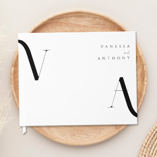 Livre D'or Élégant minimaliste moderne Mariage noir et blanc