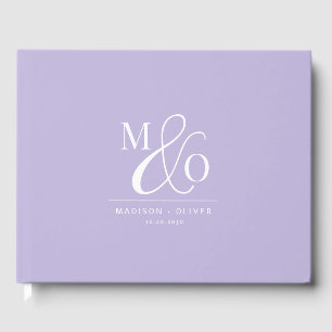 Livre D'or Élégant Monogramme Mariage Lavande