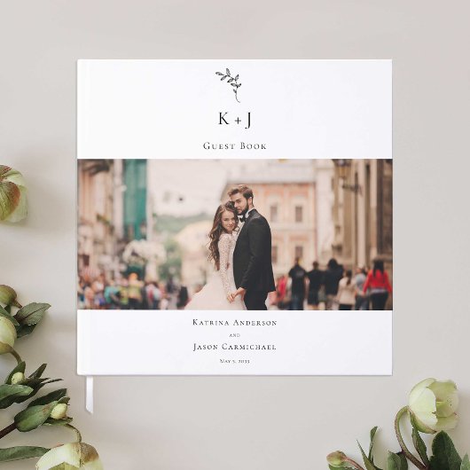 Livre D'or Élégant Monogramme Mariage photo minimal Élégant