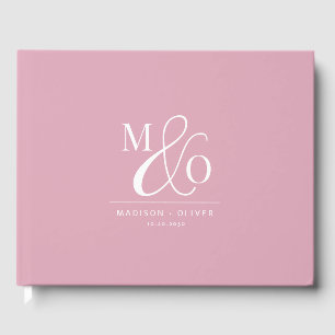 Livre D'or Élégant Monogramme moderne Mariage rose