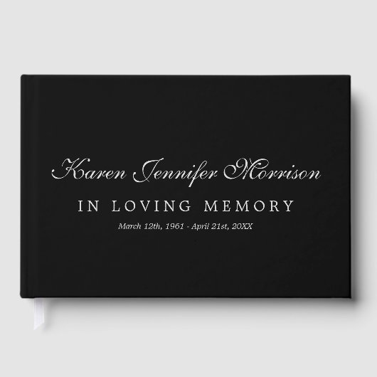 Livre D'or Elegant Name Gray Script Black In Loving Memory (Recto)