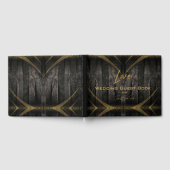 Livre D'or Élégant noir brillant Mariage en bois rustique (Complet)