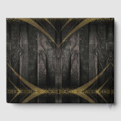 Livre D'or Élégant noir brillant Mariage en bois rustique (Verso)